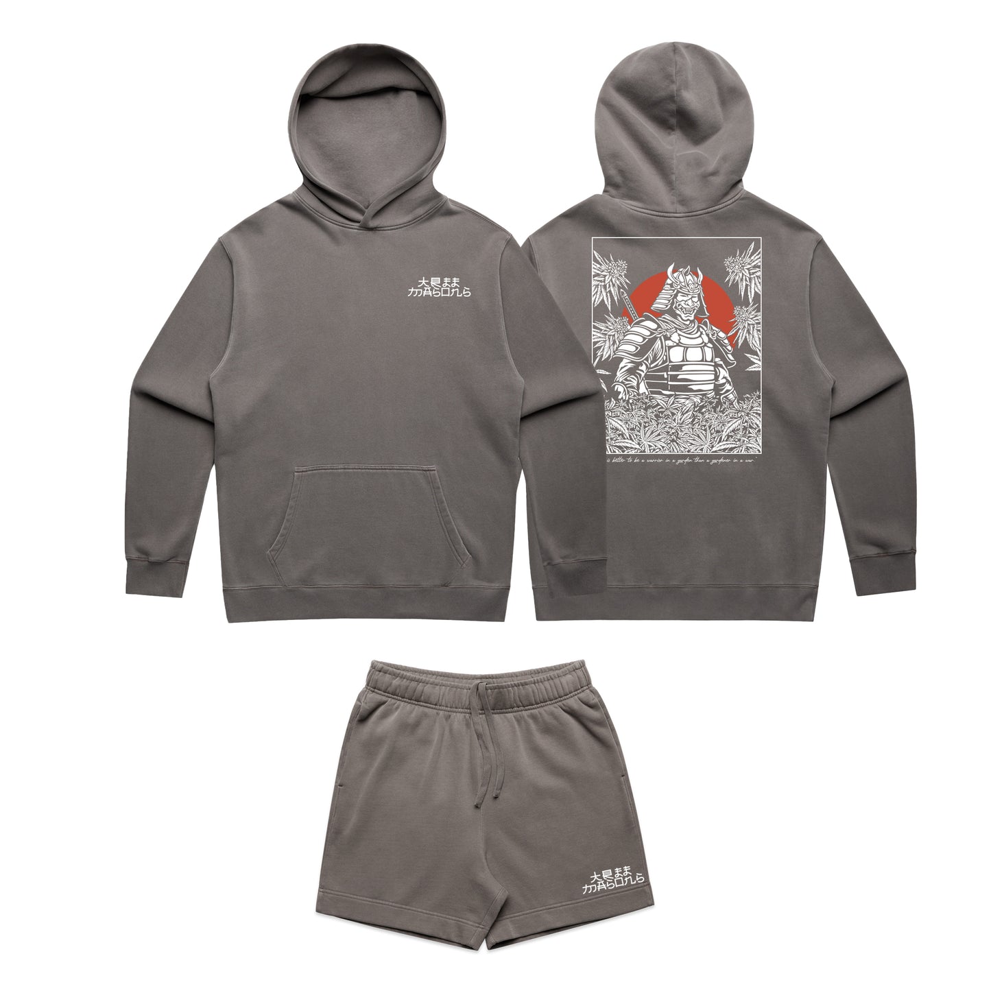 Samurai Faded grey hoodie & shorts set