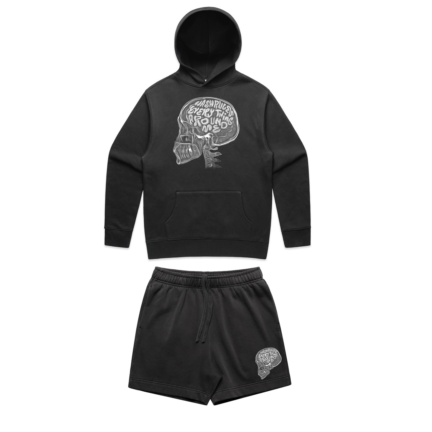 X-ray Short and Hoodie Set Faded Black